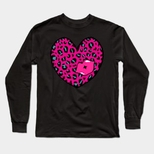 Leopard Heart Kiss, Cheetah Heart, Kiss Long Sleeve T-Shirt